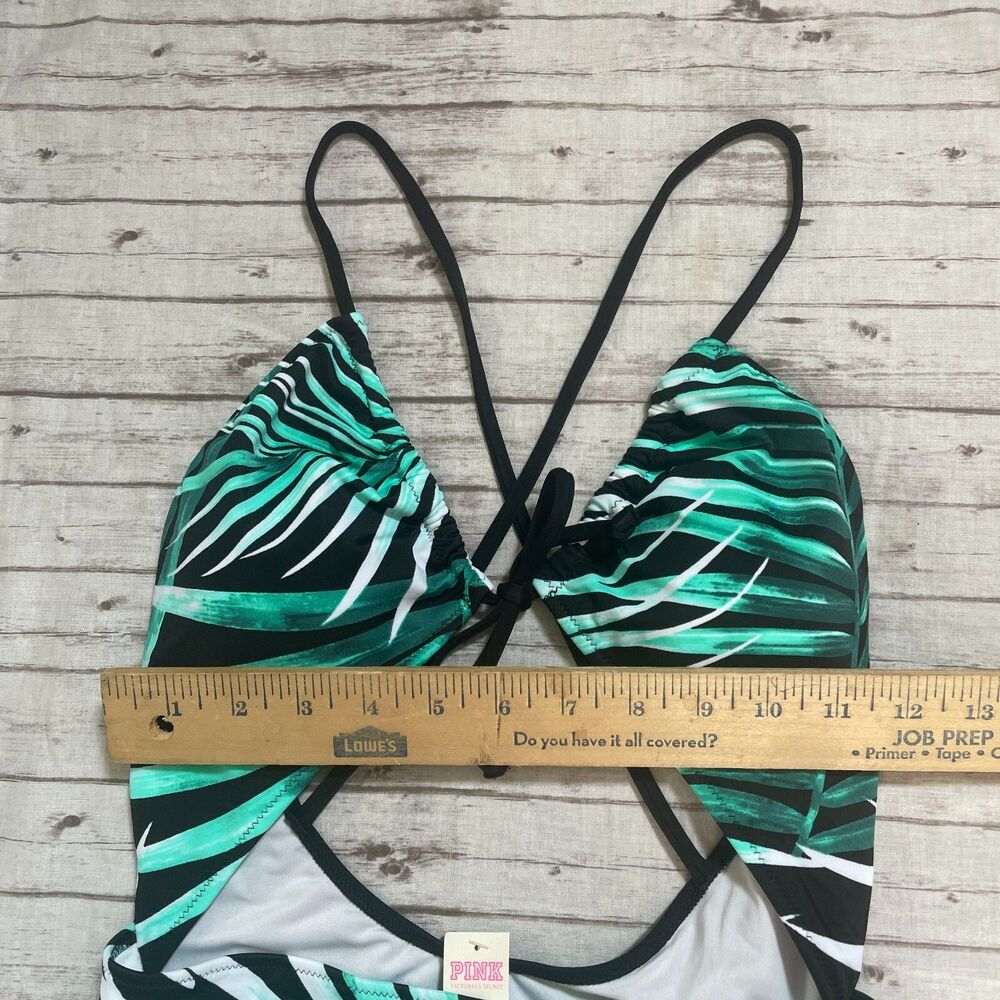 NWT Victoria's Secret PINK Swim One Piece Monokini Bathing Suit Green Palm Sz M - Picture 2 of 5